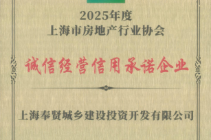 城投公司榮獲“2025年度上海市房地產(chǎn)行業(yè)協(xié)會(huì)誠(chéng)信經(jīng)營(yíng)信用承諾企業(yè)”